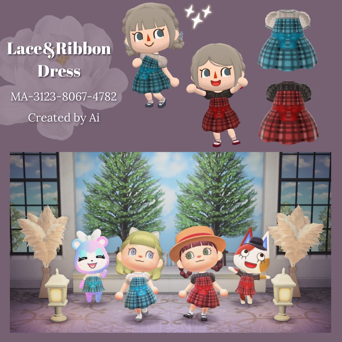 Ai_acnh's tweet photo. 𝑳𝒂𝒄𝒆 &amp; 𝑹𝒊𝒃𝒃𝒐𝒏 𝑫𝒓𝒆𝒔𝒔.⋆𝜗𝜚

胸元レース×チェックワンピ作成👗*°

ポケ森でも使用可能です𓂃 𓈒𓏸

作者ID▼
MA-3123-8067-4782

よろしければどうぞ♡⁡
⁡⁡
⁡#ACNH #AnimalCrossing #あつ森  #マイデザイン #マイデザイン配布 https://t.co/T3gxHwmXjW