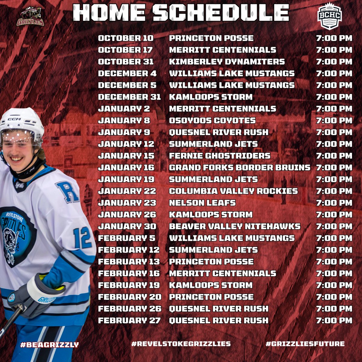 RevelstokeGriz1's tweet photo. The wait is almost over and the dates are SET! 🗓️🔥
October gets us warmed up, but January & February? Absolute madness at The Forum.
🎟️ Don’t miss a single hit, goal, or cold one — grab your Season Pass today and let’s pack the barn all season long!
#RevelstokeGrizzlies #BCHC https://t.co/OOKsCaKd3b
