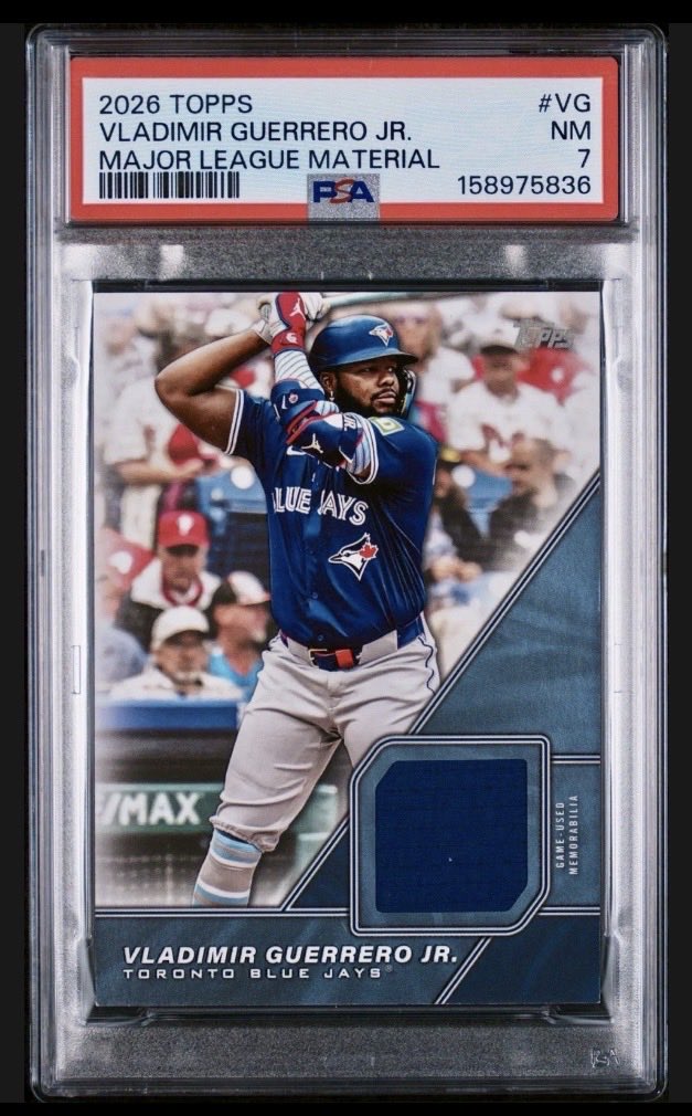 KotoCollects's tweet photo. @ThatDude_Hut 2026 TOPPS MAJOR LEAGUE MATERIAL - VLADIMIR GUERRERO JR.-TORONTO BLUE JAYS-(VG)

https://t.co/dTaP7GDsRR https://t.co/mtz7rTOino