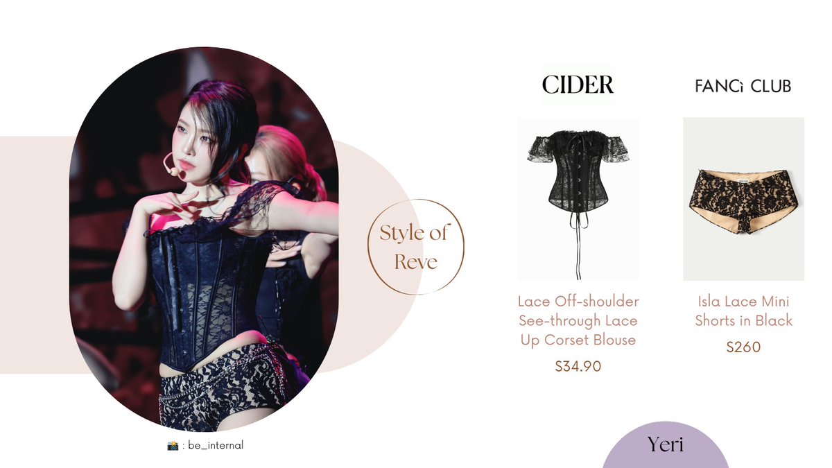 styleofreve's tweet photo. A Day in Red & Velvet • 2026 — Yeri wearing #Cider Lace Off-Shoulder See-through Lace Up Corset Blouse in Black with #FanciClub Isla Lace Mini Shorts in Black & #Neith Harness Mary Jane Heels. 💜
#RedVelvet #레드벨벳 #Yeri #예리 #styleofyeri https://t.co/oWKS4f8pnK