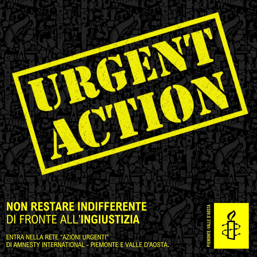 AmnestyTorreP's tweet photo. Non restare in silenzio di fronte alle ingiustizie.
Entra nella rete AZIONI URGENTI di @amnesty: è un metodo di risposta rapida per proteggere individui e comunità la cui vita o integrità fisica è in pericolo: https://t.co/wlscz2MFmY

#Pinerolo #TorrePellice
@amnestyitalia https://t.co/rEymVQgmOF