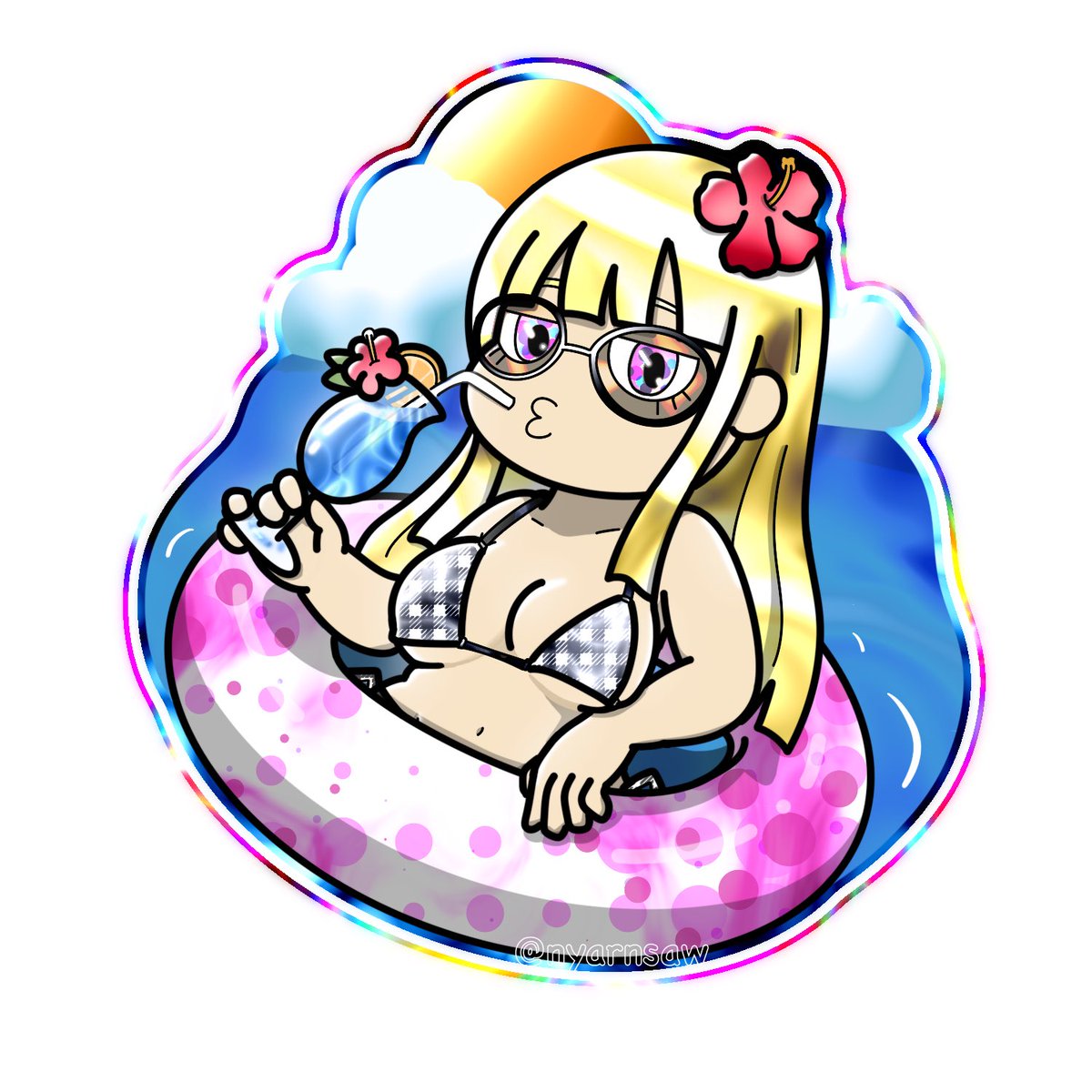 nyarnsaw's tweet photo. お盆の終わりにノイズ超多用水着パツキンギャル☀️
#ゆるいイラスト #illustration https://t.co/ori5KnKPcl