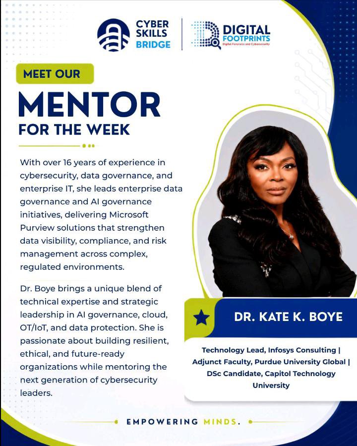 prize_dev's tweet photo. Grateful for the opportunity to learn from Dr. Kate K. Boye during an inspiring mentorship session. 
From her journey in IT support to cybersecurity leadership, her story, roadmap, and advice on certifications reminded me to stay focused, keep learning, and never give up. 🚀 https://t.co/vvqiU2ogQ9