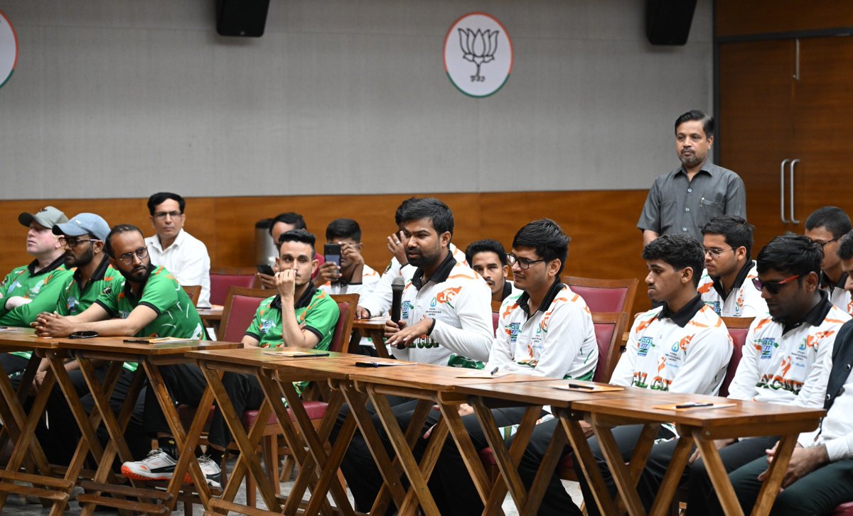NitinNabin's tweet photo. Inspiring interaction with our national-level blind cricketers from Delhi, Uttarakhand and J&K at the BJP HQ in New Delhi today.

Their grit, passion, and unyielding dedication on the field are a powerful reminder to our youth that no challenge is too big when driven by determination and a dream.