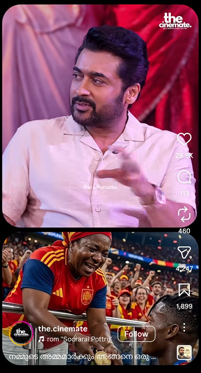 lossubud's tweet photo. Nico williams liking an instagram reel of Suriya praising him what universe did we live in yo😭 https://t.co/UvGqjA3rr6