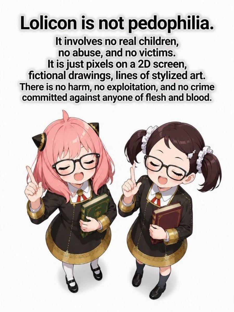 SoulTwiLum's tweet photo. Everything except real pedophilia

Grooming is it's own thing more related to being a predator which is the actual crime
Aged up nsfw directly is liking an adult-like character

And as for loli and shota

And I would like you to add REAL sources to your stupid image https://t.co/QMsMlzXpYw