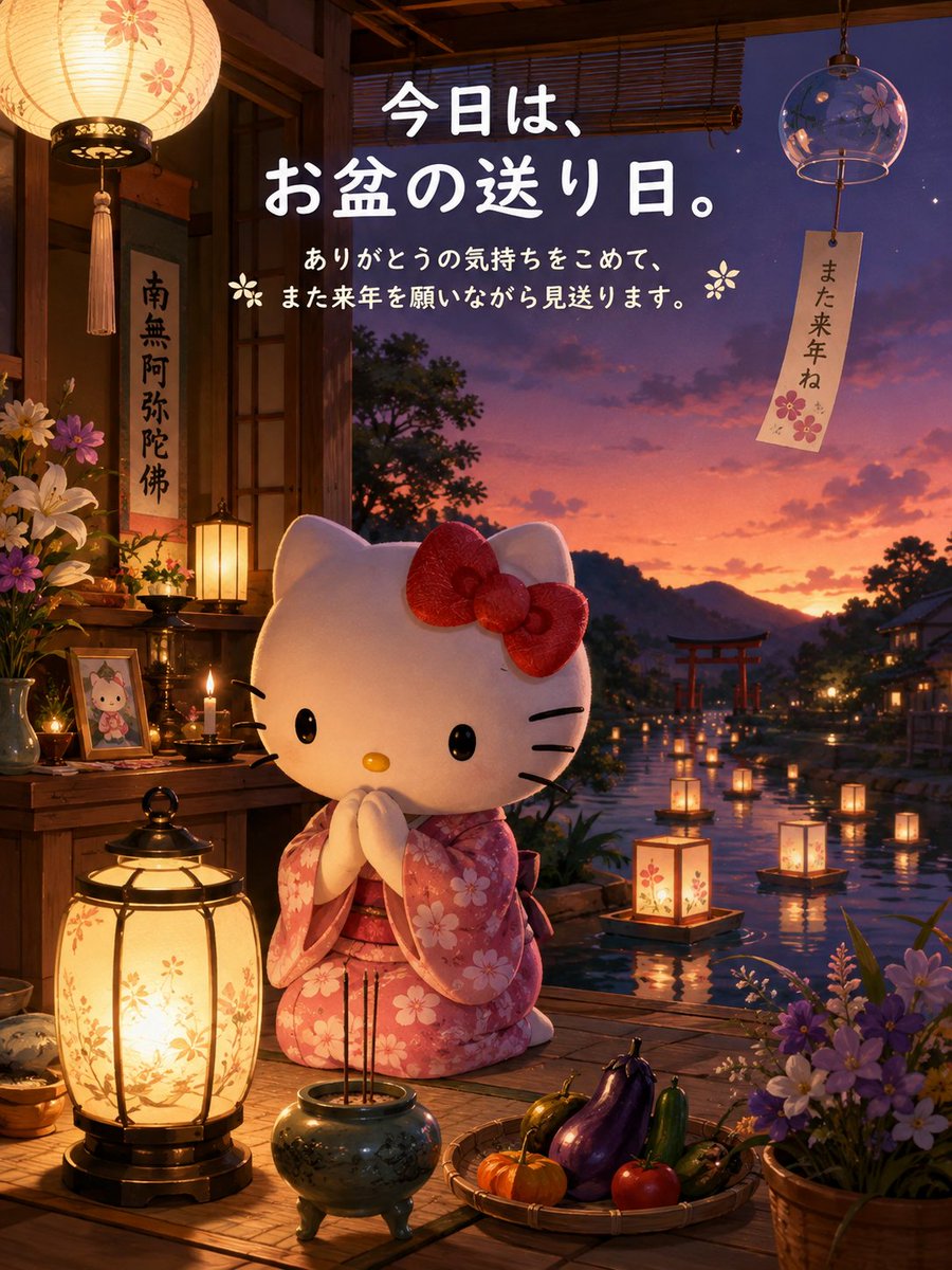 HelloKittyy753's tweet photo. 今日は、お盆の送り日。🏮🌸
ありがとうの気持ちをこめて、また来年ね。✨🕊️ https://t.co/hNaHYnwYai