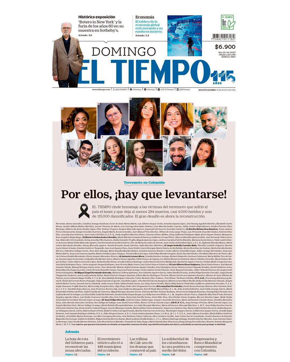 cristinacastrop's tweet photo. Conmovedora portada de @ELTIEMPO este dormingo. Por ellos, ¡Hay que levantarse! https://t.co/ZJQ8exjEBu