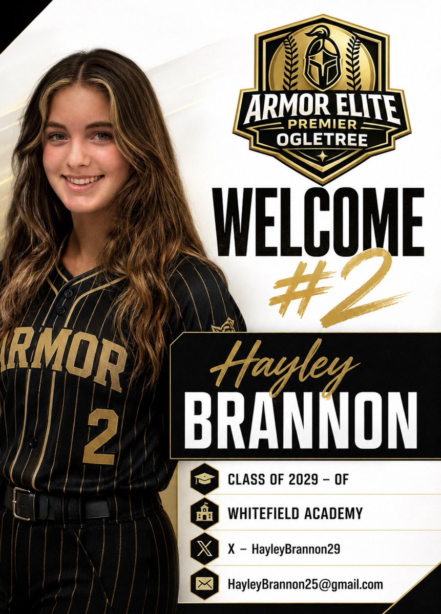 ArmorElite2029's tweet photo. We’re excited to welcome @HayleyBrannon29 to Armor Elite Premier Ogletree!Hayley is a talented outfielder who uses her track speed and athleticism to cover ground and track down fly balls. An all out competitor who brings energy, effort, and drive every time she steps on the field. @ArmorEliteFP @LineDsoftball @D1Softball @SoftbalAmerica @IHartFastpitch @DDSBandEvents @d1fastpitch1 @eliteprospects @Pro @CoastRecruits @SBRRetweets @THEWOWSB @SoftbalAmerica @PrepSoftball @TopPreps @TOP_D1RECRUITS