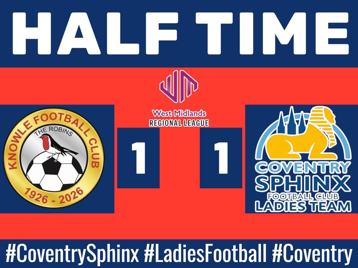 covsphinxladies's tweet photo. HALF TIME ⚽🥅
🟥 Knowle FC 1 
🟦 Coventry Sphinx 1
#CoventrySphinx #LadiesFootball #Coventry https://t.co/qAb2Au3WQ2