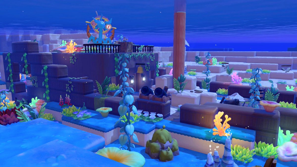 BearrySundae's tweet photo. Made a sunken pirate ship for Dhelmise and other pokemon to enjoy! 
#pokopia #ぽこあポケモン https://t.co/bEvjCqocqy