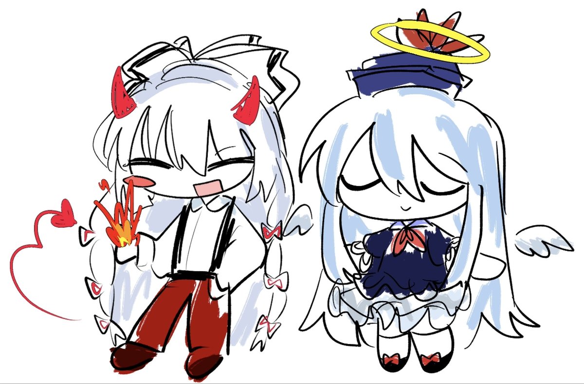 ReimuxSanae_S2's tweet photo. 오랜만에 모코케네 그림 https://t.co/lVK0VtIvtM