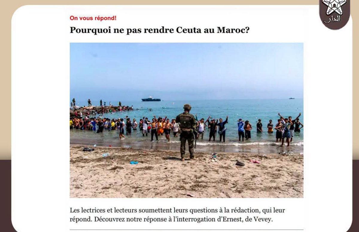 hodannat55's tweet photo. الصحافة السويسرية 🇨🇭:

لماذا لا تعيد اسبانيا 🇪🇸سبتة ومليلية للمغرب 🇲🇦؟؟ https://t.co/hAJx9Ncbfp