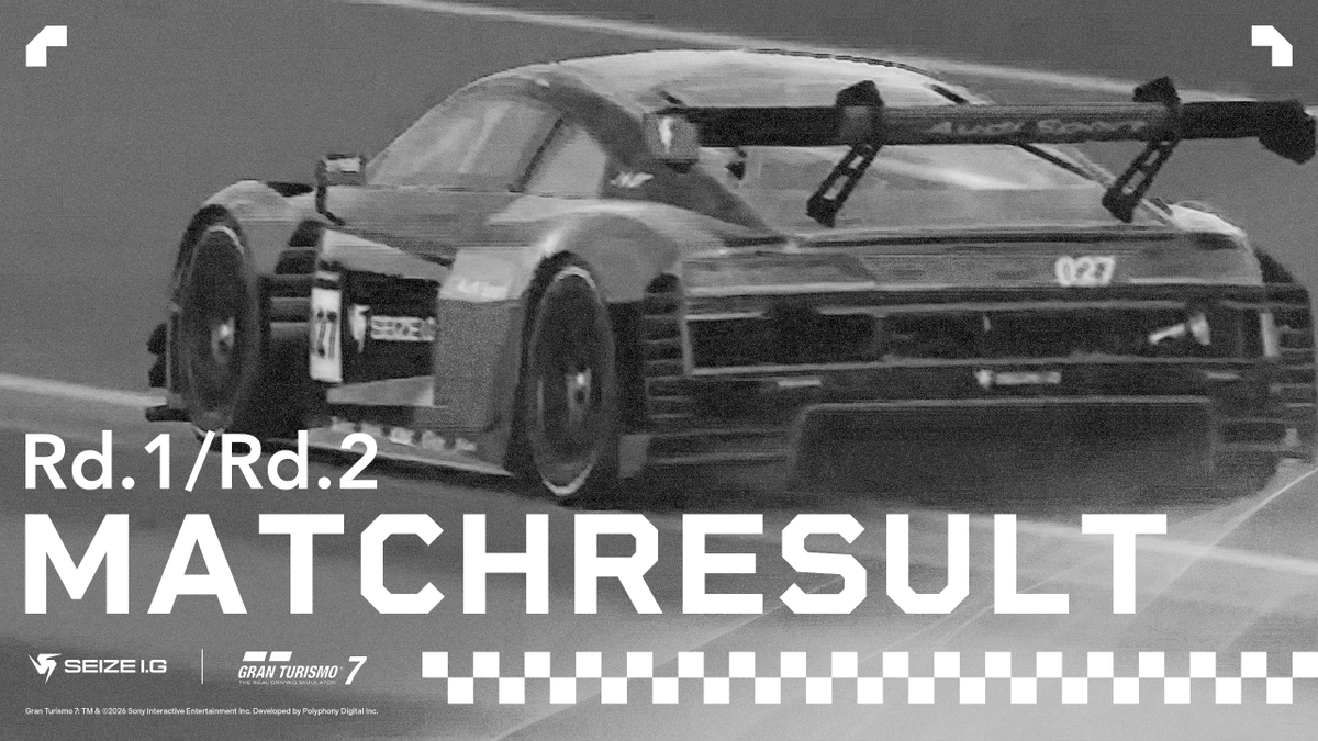 SEIZE_IG's tweet photo. RACE RESULT — Round.2
2026 AUTOBACS JEGT CHALLENGE LEAGUE
Round.2
HYPER SPRINT
Y. Nakasima/@FSH_HANEMARU
P2
🥉SPRINT RACE
Y. Hagiwara/@SE_ALN_hagi
P6 → P3
ROUND.2 OVERALL
P7 — PROVISIONAL
SEIZE THE MOMENT.
#SEIZE #SEIZEIG #JEGT #GT7 https://t.co/yVhfSpckTb