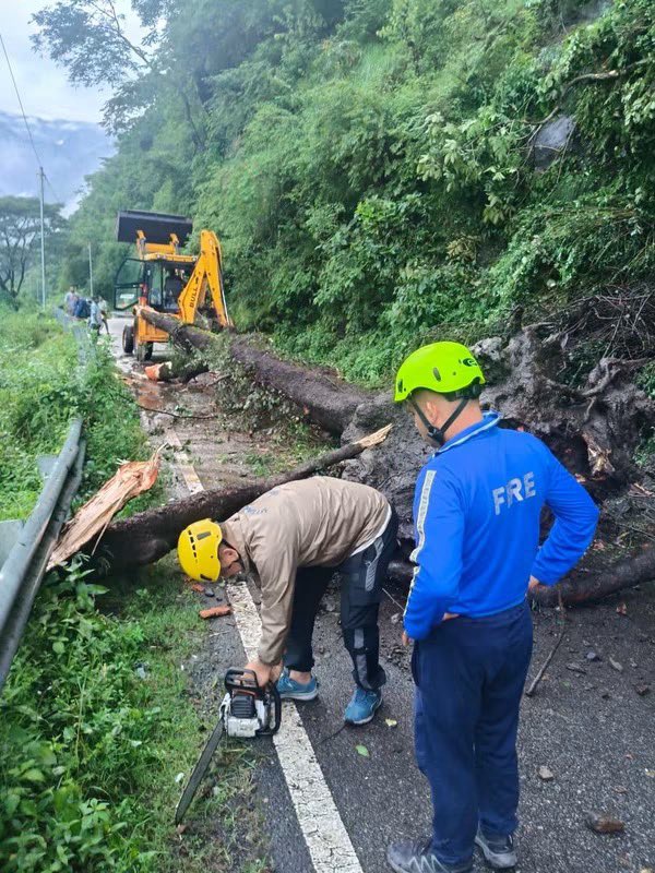 uttarakhandcops's tweet photo. 🌳🚒 त्वरित कार्रवाई से खुला मंडल रोड
गोपेश्वर-मंडल रोड पर बैरागना के समीप विशालकाय पेड़ गिरने से बाधित यातायात को फायर टीम ने मौके पर पहुंचकर वुडन कटर की मदद से पेड़ हटाकर सुचारु कराया।
#ChamoliPolice #UttarakhandPolice #FireTeam #RoadSafety #Gopeshwar https://t.co/zZbNPoZCM0