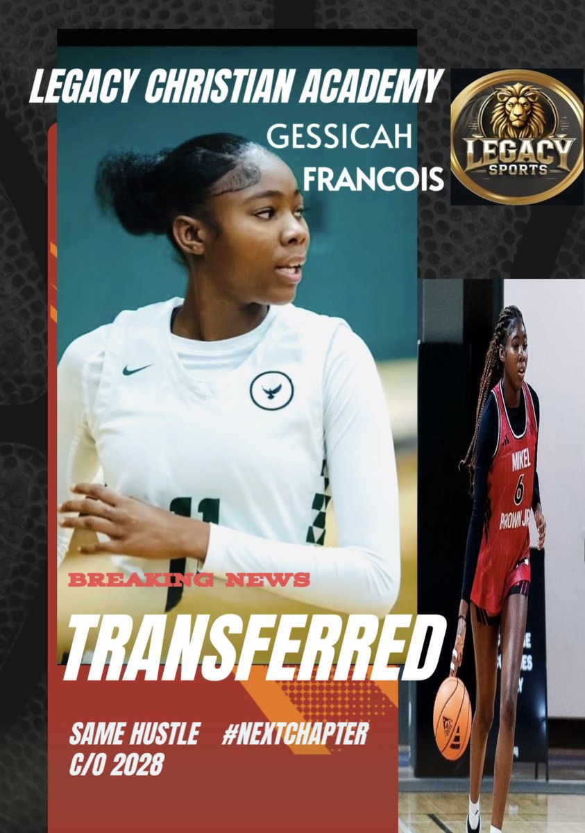 gessicah2027's tweet photo. ‼️I am thrilled to announce that I will be embarking on this new chapter of my high school journey at Legacy Christian Academy. Officially a lion 🦁🏀#nextseasonloading @PGHCircuit @JrAllStarBB @BFishHoops @hunterkeithl @WorldExposureWB @3SSBGCircuit @SUTSReport @BTNScouting https://t.co/E0FCT0yXEE