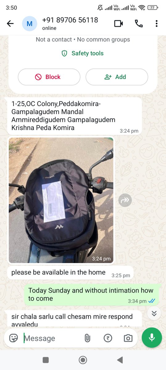 NareshT7027's tweet photo. @MoneyviewApp Settlement discussion is already ongoing, yet your collection representative visited my residence today (Sunday) without prior intimation. Unannounced home visits are unacceptable. Please investigate and ensure no further such visits. Screenshot attached as evidence https://t.co/rzws7qLodV
