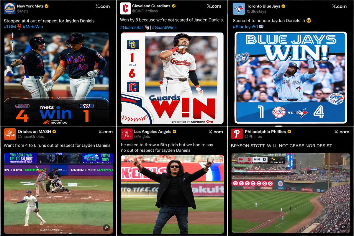 MySportsUpdate's tweet photo. MLB teams have been trolling Jayden Daniels: https://t.co/jKgLfR4pC1