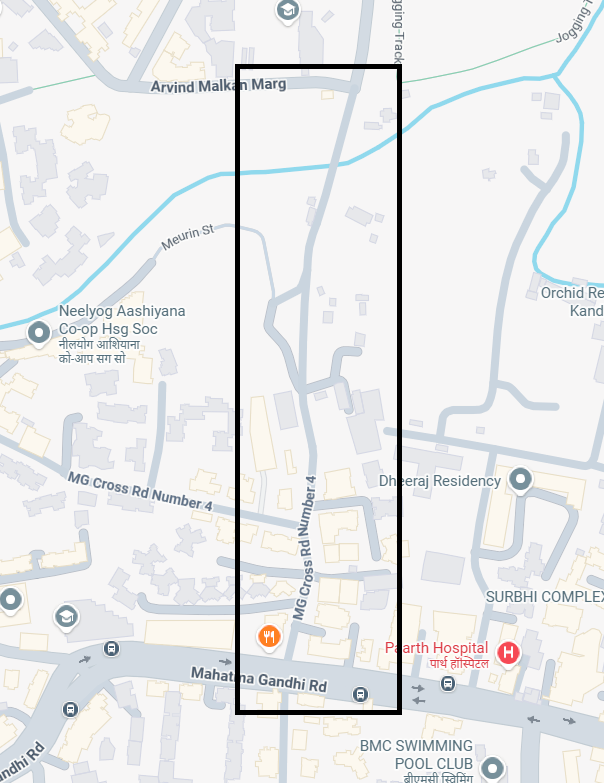 harsh20206's tweet photo. @MTPHereToHelp The road highlighted in below picture in Kandivali West from M.G.Rd to Arvind Malkan Marg: https://t.co/xNrUc0gScu