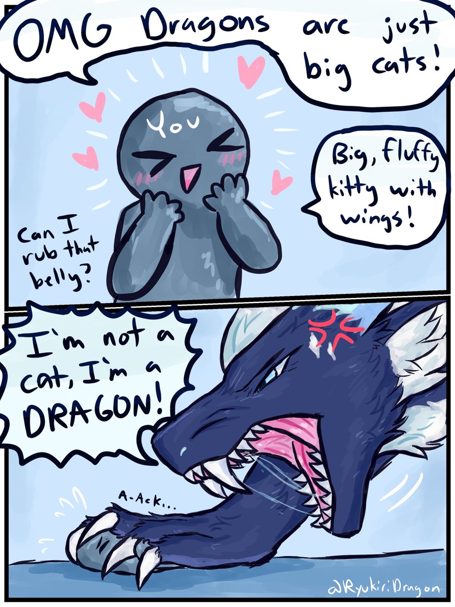 RyukiriDragon's tweet photo. Why does everyone say dragons are just big cats? Dragons are their own, fierce creatures beyond that! If you dare to demean such mighty beasts, you'll be eaten! https://t.co/iPtLJUA8jL