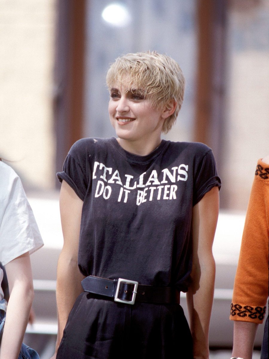TheCut's tweet photo. Happy 68th birthday to legend herself #MADONNA 👑 🐐

On top of being an industry pioneer with a bottomless archive of iconic looks, Madge has NEVER missed an opportunity to whip out an excellent statement tee; it's a never-ending love affair! Hope you're celebrating in style today, queen ⭐