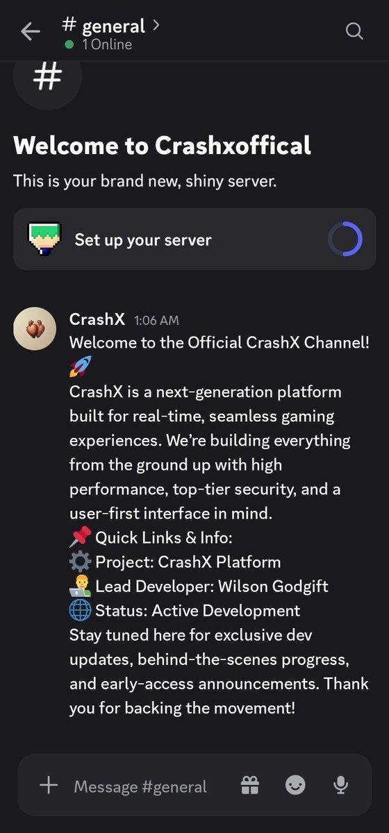 Crashxoffical's tweet photo. Got questions about CrashX or want a closer look at what we’re building? 👀
​We just opened the official CrashX Discord Server,🎮⚡
​Jump in to ask questions,check out early preview drops,&amp; give direct feedback as we build in public.https://t.co/hycWI69Sd8 #BuildInPublic #Discord https://t.co/70bYTl92dO