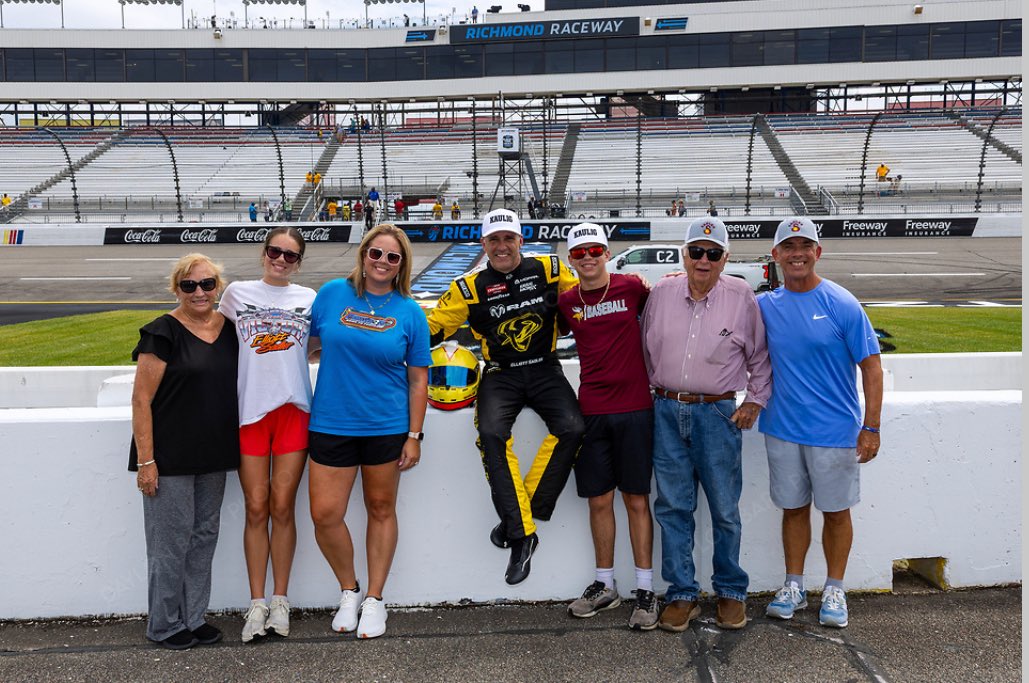 Elliott_Sadler's tweet photo. What a great weekend at RIR .. thanks to Matt Kaulig and Chris Rice for one last ride .. alot of emotions and alot of laughs … amazing weekend with my family https://t.co/mCDCV8sC7q