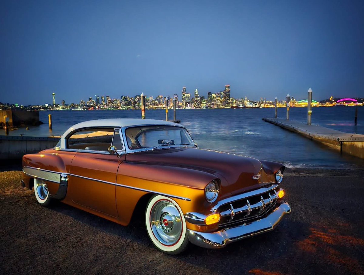 grandforkstoy's tweet photo. Wes and Ms. Vivian on a West Coast Road Trip! Goodguys Rod &amp; Custom Association Hall of Fame Road Tour! #SafeTravels 🙏 Pictured: 1954 Chevrolet Bel Air "Cool Air" The Official Chip Foose🥰 @goodguys @chipfoose https://t.co/rjHzRx5F18