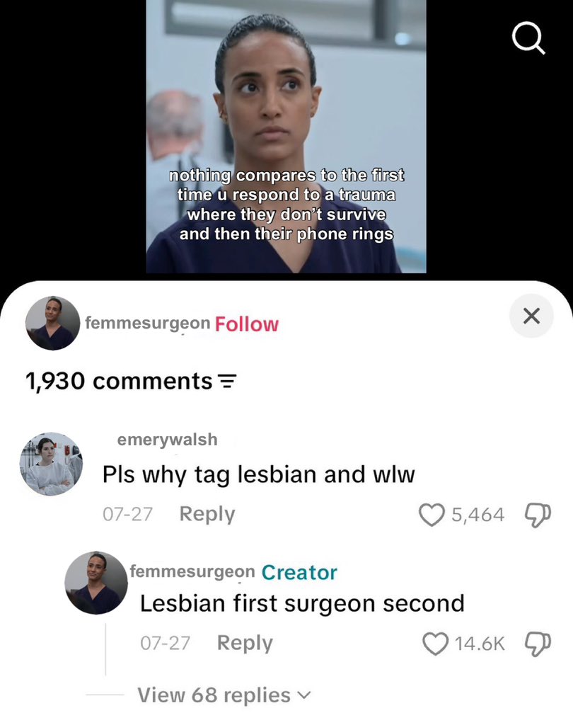 garsantosology's tweet photo. lesbian first surgeon second #garsantos https://t.co/FiNI8UX12S