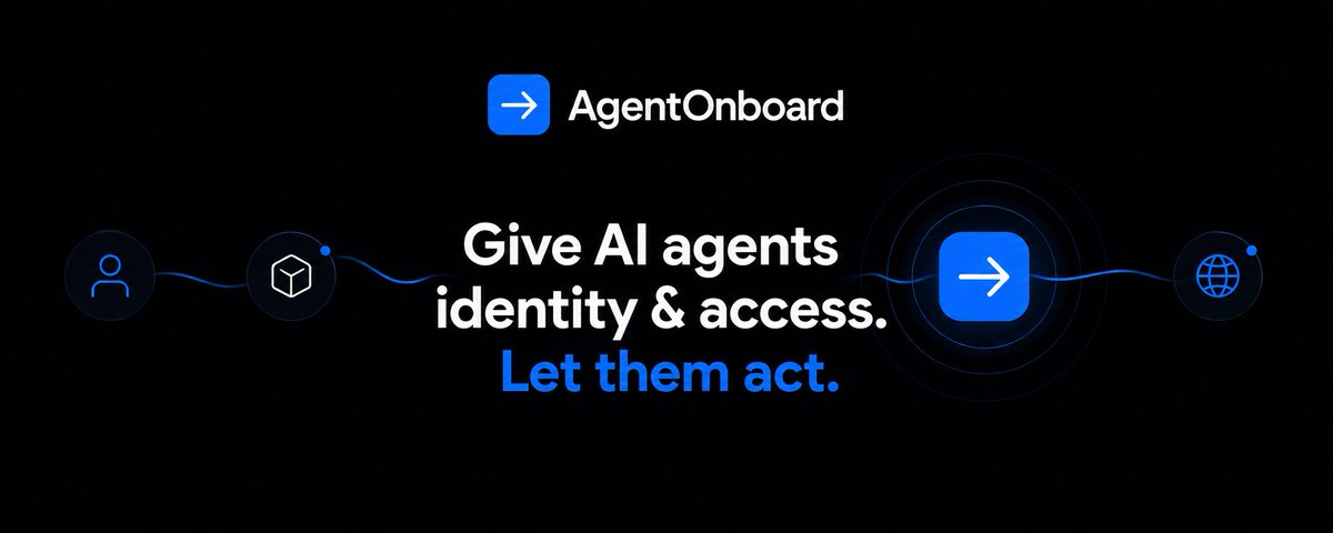 AgentOnboardz's tweet photo. AI agents aren't truly autonomous yet.

When they need a new service, humans still have to connect integrations, provide credentials, and approve access.

That's not autonomy.

Agents need identity &amp; access.

We're building AgentOnboard. https://t.co/wK565gqFHP