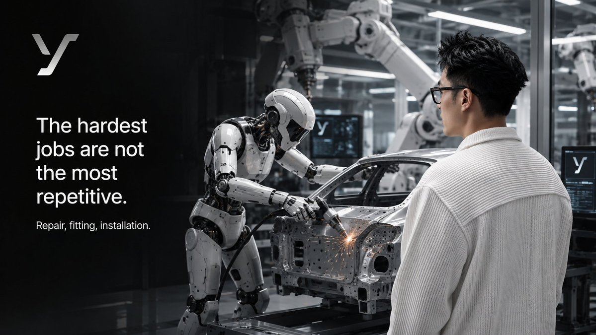 Mony17494436's tweet photo. The hardest jobs in a car factory are often not the most repetitive ones.
They are the repair, fitting, and installation tasks that need strength and judgment at the same time
@InvLambda robot can help the human 
#InvertedLambda #Teleoperation #SecondContact #Robotics https://t.co/x8lma10oSb