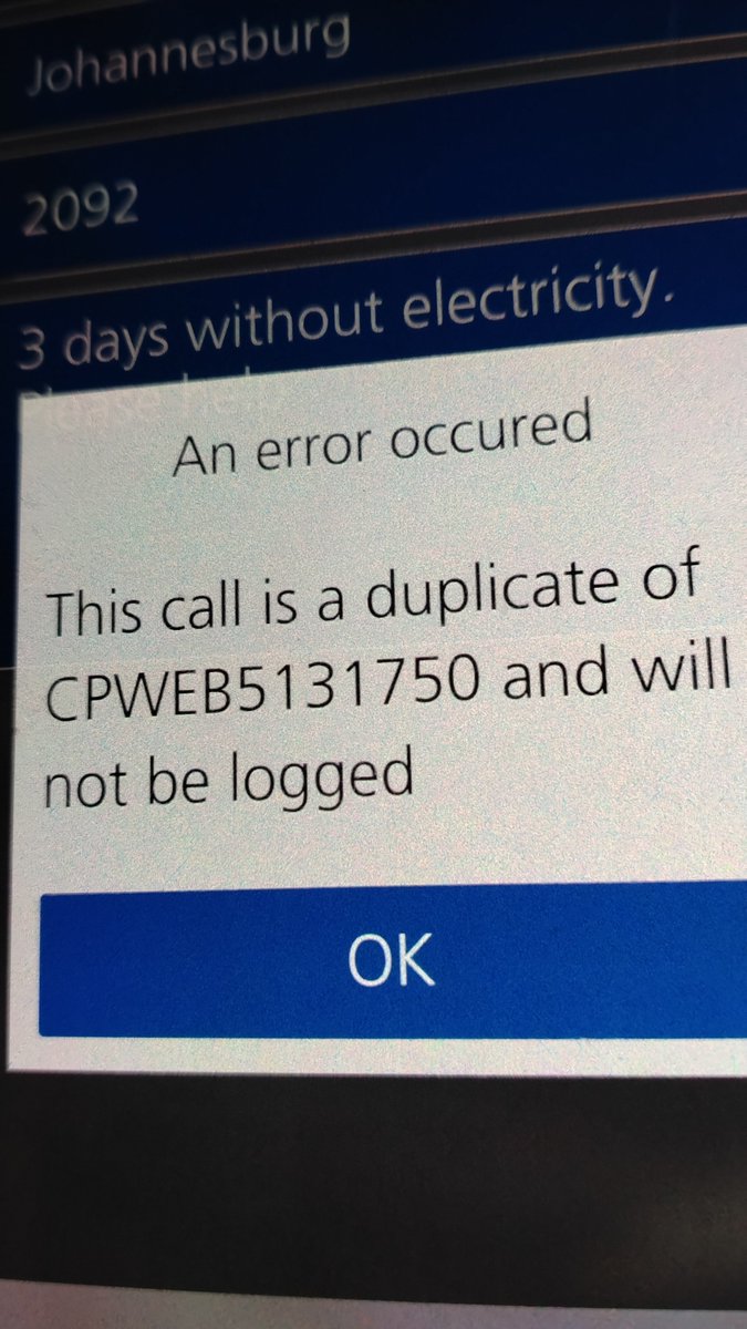 Lindi074211's tweet photo. @CityPowerJhb Trident street and few other streets without electricity for 4 days now. They were busy fixing the problem but we're called to Northcliff. So is Northcliff more important then Claremont. Sitting without electricity for 4 days is not fair. Please give us an update https://t.co/3W3OphHoUc
