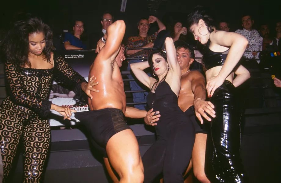 MuuMuse's tweet photo. To celebrate Her Madgesty’s birthday, one of my all-time favorite photo sets: Gothdonna letting loose at Arena nightclub, following the LA premiere of “Truth or Dare.” May 6, 1991. 

No one else could, can, or will ever. Happy birthday to the One and Only: Madonna. https://t.co/7DlbqTIjQu