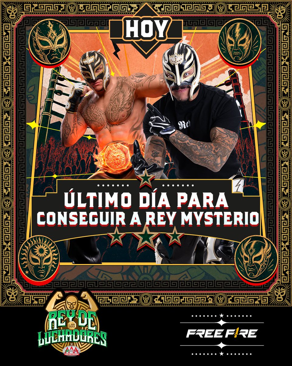 freefirelatino's tweet photo. 🔔 ¡HOY SUENA LA ÚLTIMA CAMPANA! 🔔
Es tu última oportunidad para conseguir a Rey Mysterio y llevar el estilo de una leyenda al campo de batalla. 👑
🔥 No dejes que termine el combate sin sumarlo a tu colección.
#FFxAAA #FreeFire https://t.co/9053UCc3WX