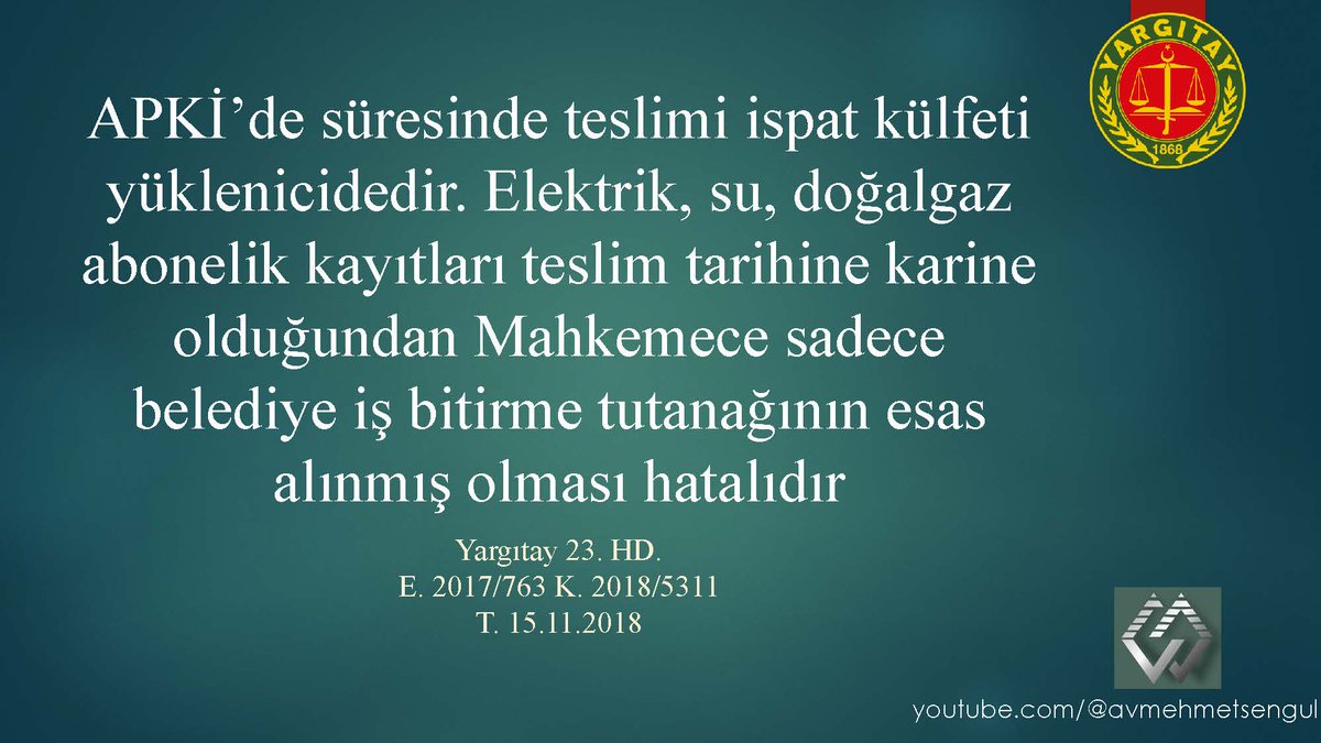 MehmetSengul_'s tweet photo. 👉 APKİ’de süresinde teslimi ispat külfeti yüklenicidedir. Elektrik, su, doğalgaz abonelik kayıtları teslim tarihine karine olduğundan Mahkemece sadece belediye iş bitirme tutanağının esas alınmış olması hatalıdır
#TMK #TBK #kentseldönüşüm #arsapayıkarşılığıinşaat #esersözleşmesi https://t.co/fHwpmjQaKf