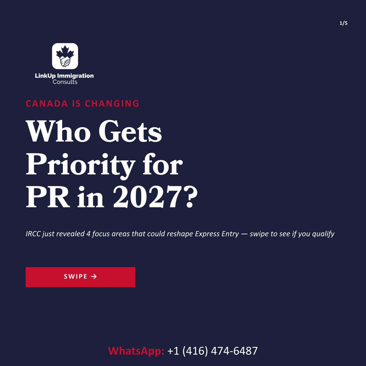 Linkupimmigratn's tweet photo. 🚨 CANADA IS CHANGING WHO GETS PRIORITY FOR PR IN 2027 https://t.co/31UDnDl2my