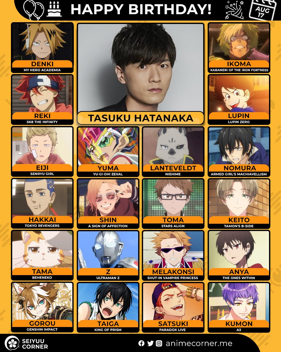 seiyuucorner's tweet photo. Happy birthday Tasuku Hatanaka! 🎉 

Let's wish him all the best @tasuku_kenpro 

#TasukuHatanaka #畠中祐 #畠中祐生誕祭2026 https://t.co/IM2A3ncjza