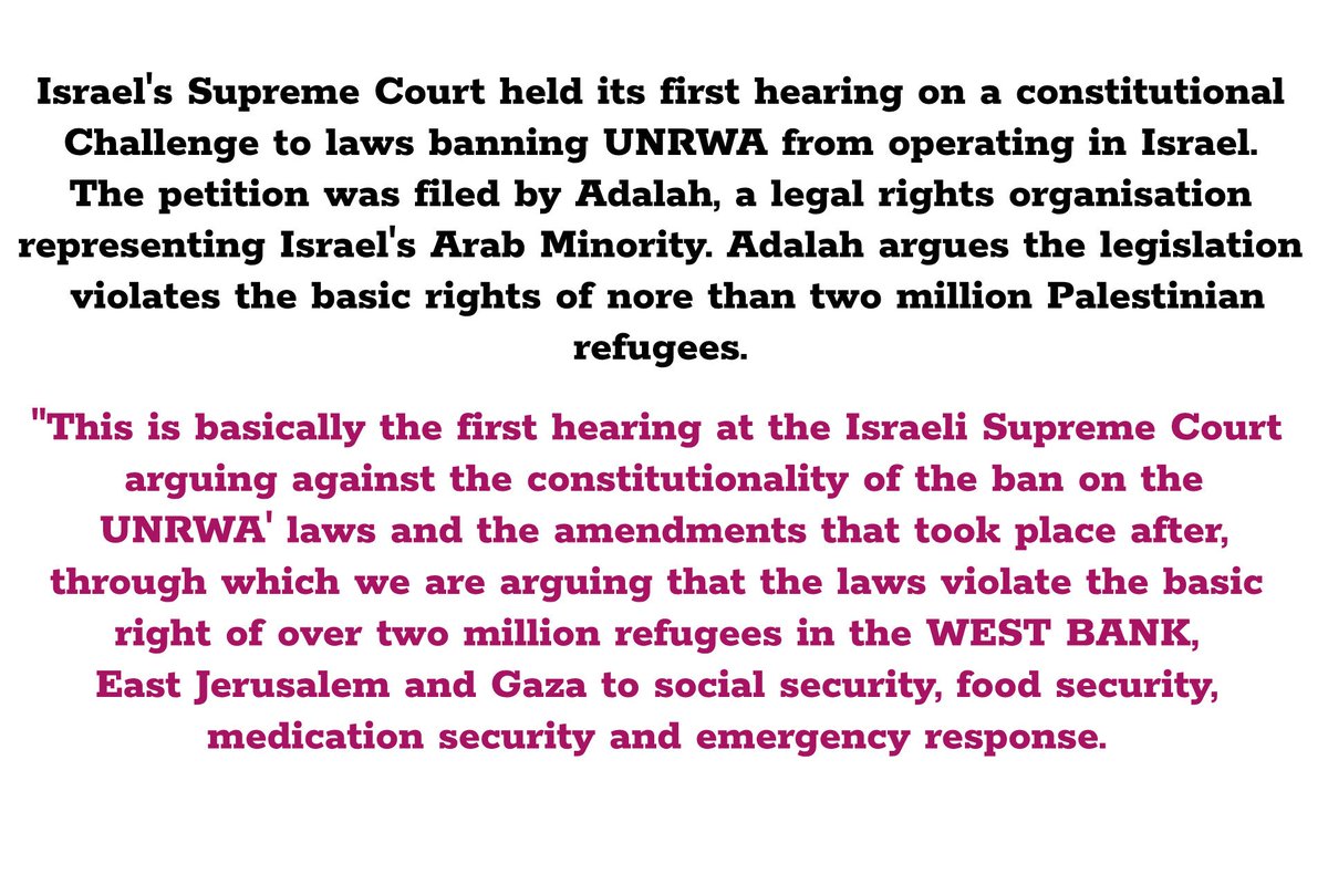 pardekpiche's tweet photo. @Rehamhelu Israel's highest court heard a constitutional Challenge to legislation banning UNRWA'S operations in Israel. Rights advocates argued they jeopardise access to aid and basic services for millions of Palestinians. Kindly donate n share as per your capacity by clicking the 🔗 in bio https://t.co/XXT6ebW1IW