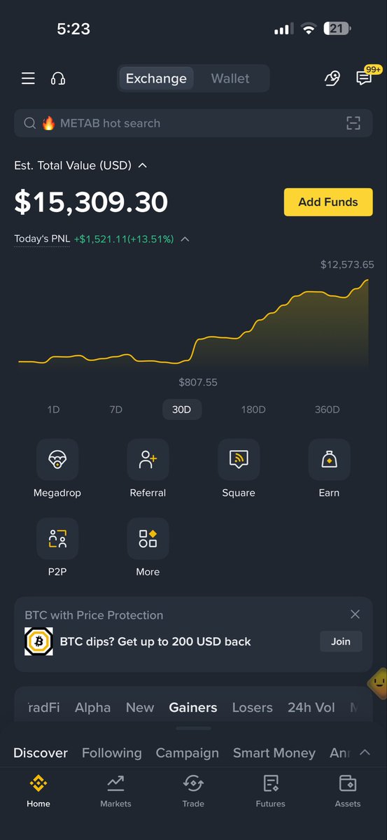 AMD_9797's tweet photo. Honest opinion about @NihilusBTC 
been following him for last 2 years and i can truly say this guy is a beast , despite that his calls are free , I don’t know how he manages most of the time to catch the right pump, there are tons of them who has the same chart but  they don’t follow the same pattern , im in most of his calls and as you can see my balance at 15k rn , from 2k in the last month, the most important listen i have been taught in crypto, dont put SL they gonna hit it and pump and you enter from top everytime and it dumps on you and the circle never ends , if you gonna put SL make sure its 1% or 2% from the capital, also don’t chase 2x and 3x while you are in low balance, accumulate every 15% or 20% pump and look for another call don’t look back to the currency you made profit from unless it hit big support and on a accumulation zone . I really appreciate this guy calls never messaged him nor interact with him but he really deserve more and more attention, god bless him .