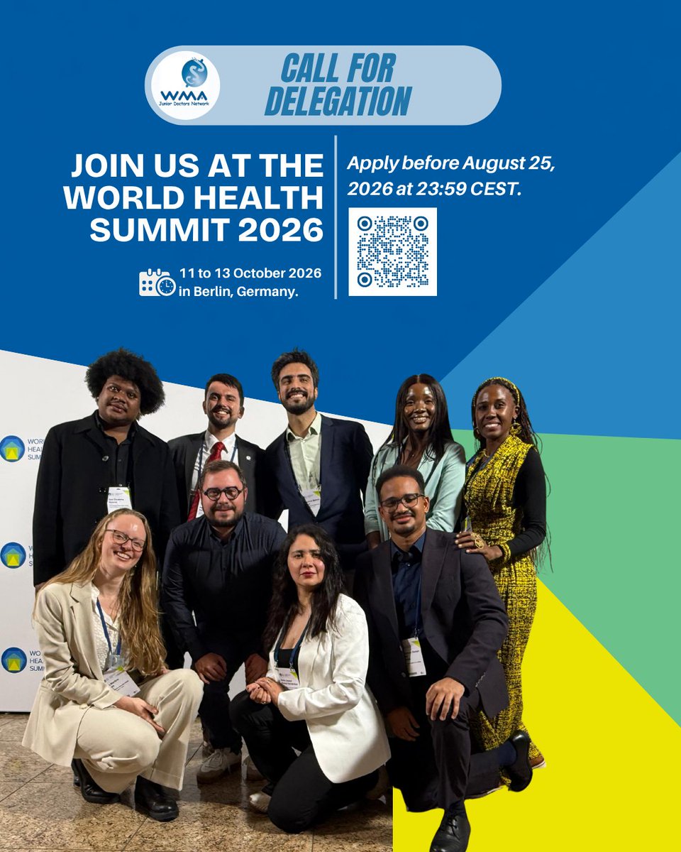 WMAJDN's tweet photo. 🌍 Join the WMA-JDN Delegation to the WHS 2026
Registration fees fully waived for JDN members attending in person who are under 29 but travel, accommodation, visa fees, and other expenses are not covered and must be self-funded.
https://t.co/IKJbD5W7qL
📅 DL: 25/Aug/26, 23:59CEST https://t.co/nXpXcjYpMl