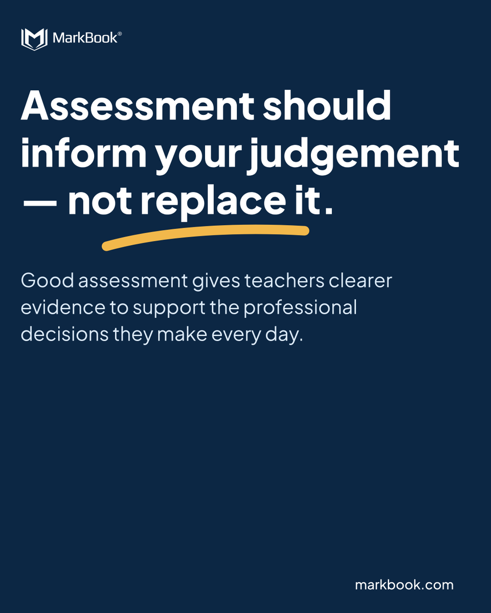 markbook's tweet photo. Good assessment gives teachers better evidence — not a formula to replace professional judgement.

MarkBook® helps educators see student learning clearly and make informed assessment decisions with confidence.

https://t.co/29y9hzeweg

#EdTech #OntarioTeachers https://t.co/l8J2IY310Y