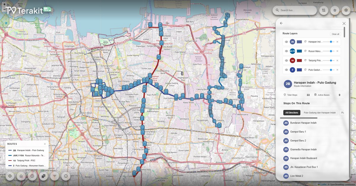 ryoojiz's tweet photo. i find that manually routing your transit  is like FAR better than using automated routing algorithms for transit, something like Google Maps

like, going from JGC to Pulogadung is relatively easy, you can take JAK.110A and transit to 2B, but gmaps doesn't show that option. https://t.co/LWxMY27Nrq