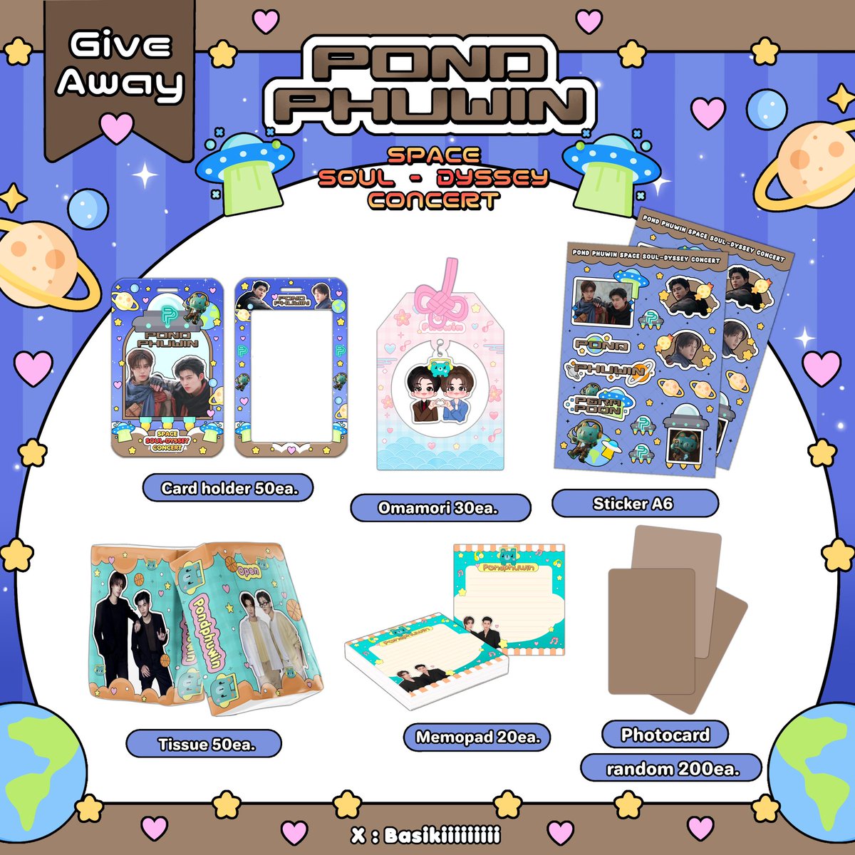 Basikiiiiiiiii's tweet photo. • Giveaway PondPhuwin Concert 💚🩵

🗓️ : 21,22,23 Aug
📍: Impact (วันงานเราแจ้งสถานที่นะคะ)
⏰ : TBA

🏛️ สถานที่แจกรอติดตามใน x นะคะ
Exchang Pls DM &amp; Follower Me
แต่ละวันเราสุ���มของไปแจกนะคะ จะได้ไม่ซ้ำกันน 🥰

#PondPhuwinConcert  #PondPhuwin https://t.co/Gltdty3Zh8