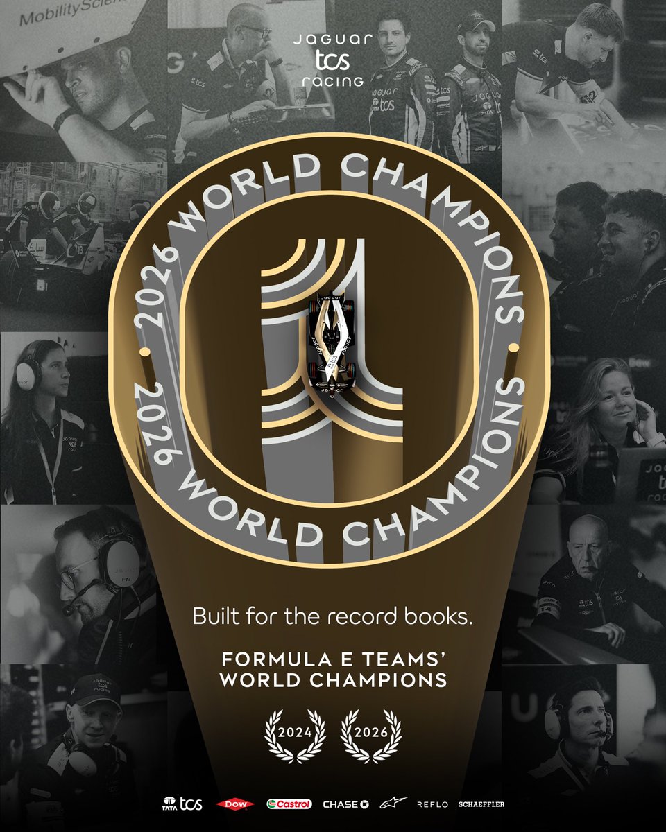 JaguarRacing's tweet photo. WE ARE WORLD CHAMPIONS 🖤🖤🖤 https://t.co/CJnInRHWdr