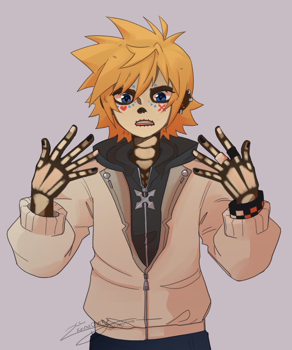 CherryKirino's tweet photo. Roxas: 'Huh? Why am I painted on like a skeleton?'🧡 https://t.co/GzHgGRxcMl