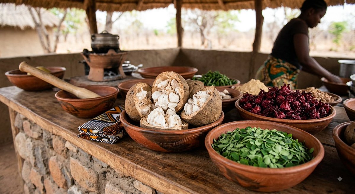 MisoziZuluu's tweet photo. Local indigenous superfoods like Baobab (Mbuyu), Moringa, and Hibiscus are nutritional powerhouses for immune health. Embracing our natural Zambian botanicals is the foundation of preventive wellness! 🌿🍵 #PublicHealth #Nutrition #Wellness #NaturalHealth https://t.co/w6PrtuowA4