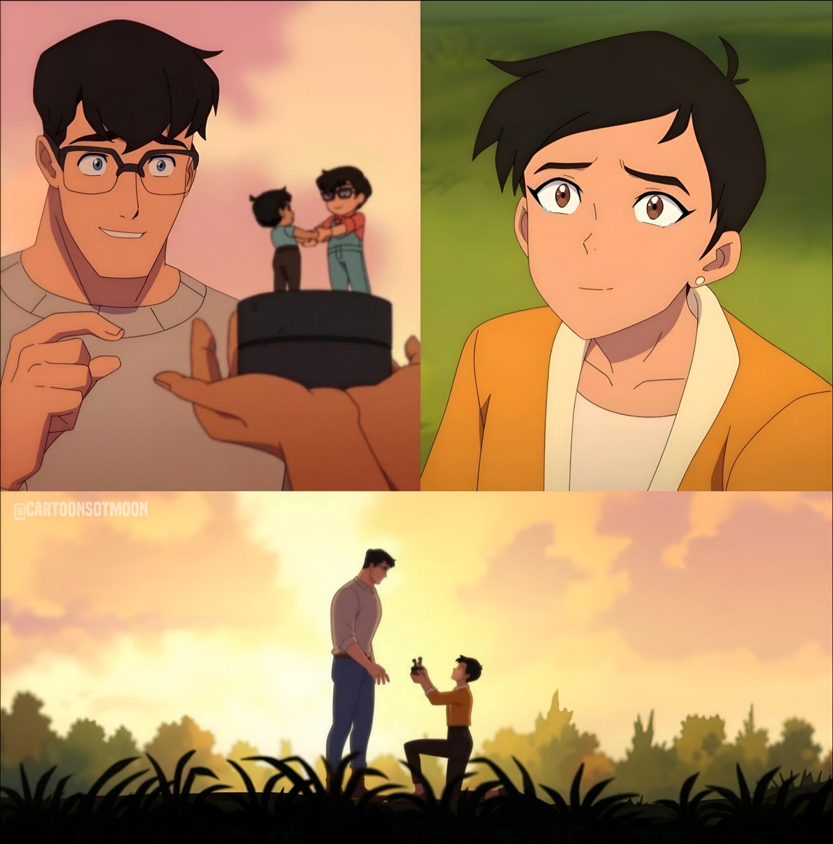 CartoonsOTMoon's tweet photo. Superman y Lois están oficialmente comprometidos. ❤️ https://t.co/n1vcKD8hP3