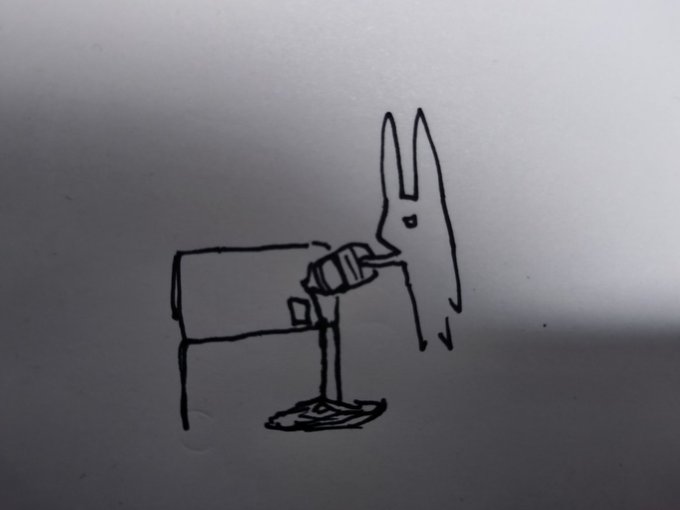 volt_bunny's tweet photo. 兎：「はぁ〜〜っ」
ナレーター：「兎さんがグラスに麦茶をそそぐようです！」
ドボドボ
ナレーター：「お部屋に滝と湖ができました！ステキですね！」 https://t.co/hzIa4V1cJP