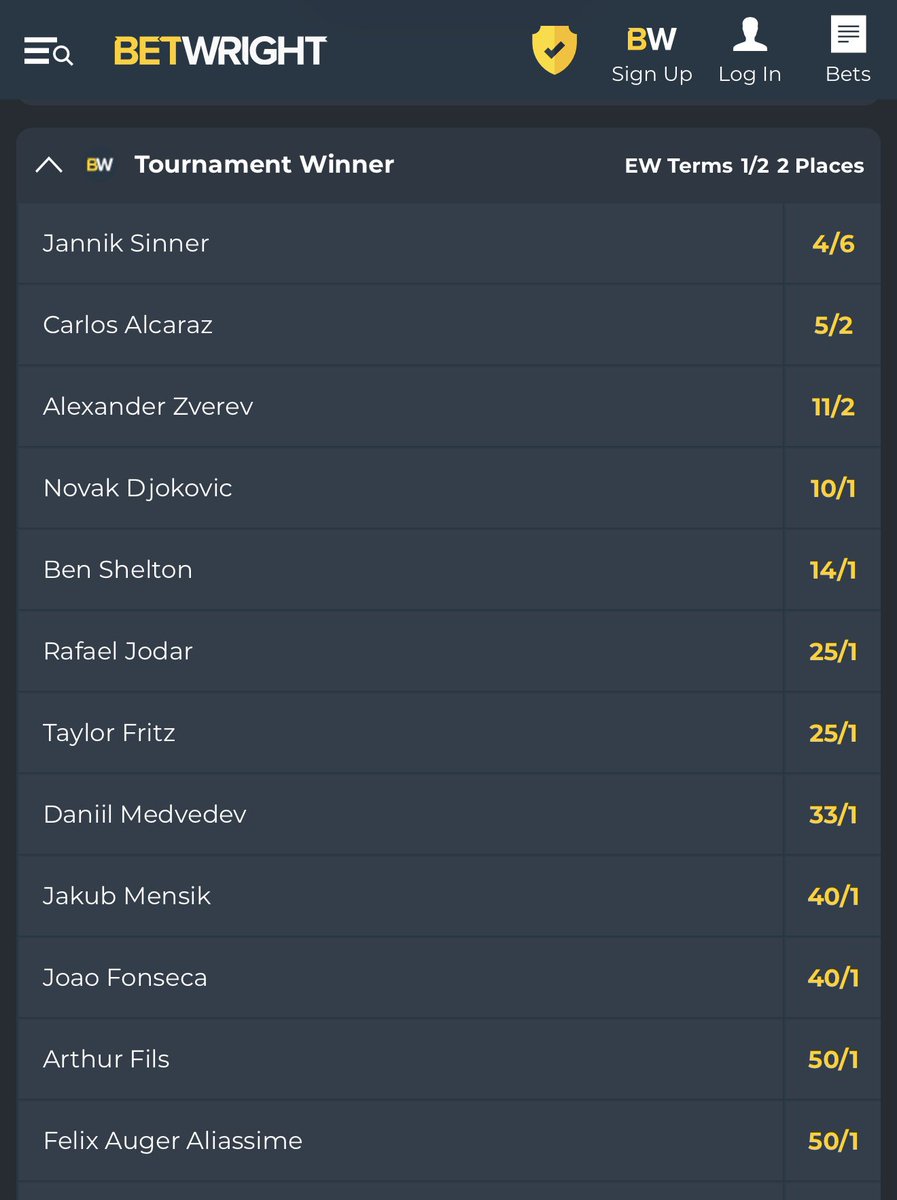 pavyg's tweet photo. Sinner and Alcaraz may both withdraw from the @usopen some great value bets on men's outrights with @BetWrightUK if one or both of them withdraw many players prices will be slashed.

Djokovic 10/1 Shelton 14/1 Jodar 25/1 Fritz 25/1 look decent value!

18+ Gambleaware #betwright https://t.co/xaeTpS12Lf