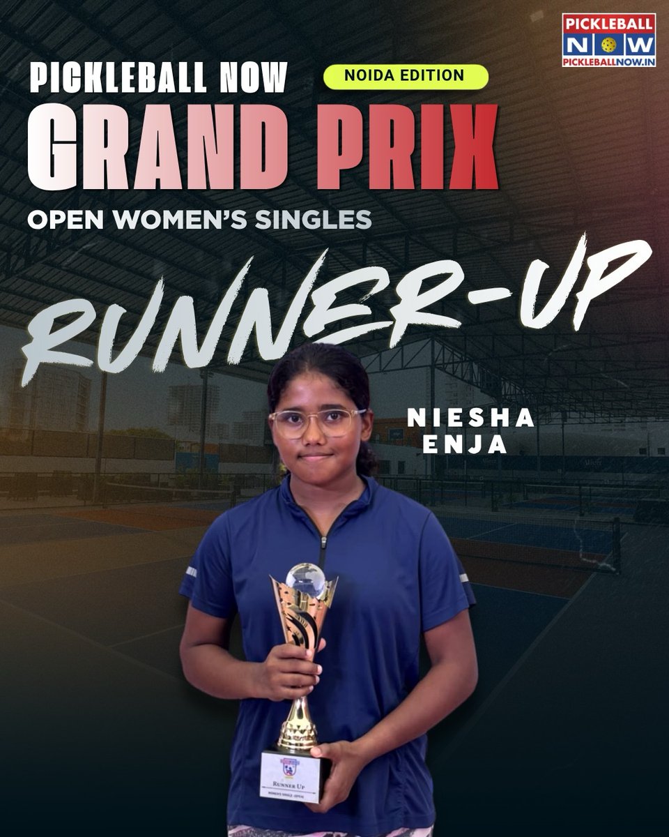 ZoomTV's tweet photo. Shreya Bhumireddy set the tone and never let go in the Open Women’s Singles final at the Pickleball Now Grand Prix Noida. 🔥

She sealed the title with a 15-3 win over Niesha Enja, combining sharp execution with steady control on the big stage.

#roadtoipbl

[Pickleball Now, Grand Prix Noida, Shreya Bhumireddy, Womens Singles, Open Final, Championship Win]